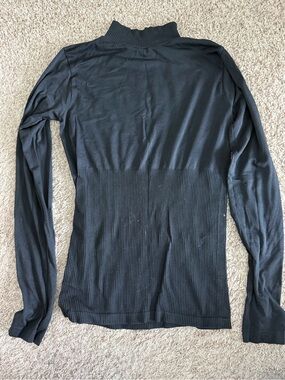 Black Ribbed Mock Neck Long Sleeve Top